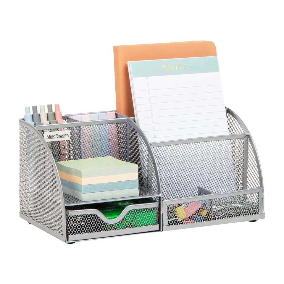 Silver Wire Office Desk Caddy Silver Wire Office Desk Caddy